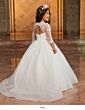 Rachel Allan RB9143 Sheer Sleeve Cutout Back Flower Girl Dress