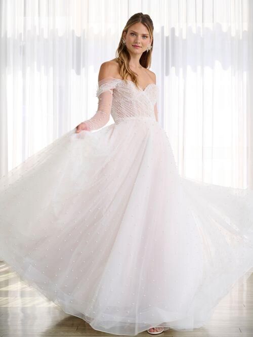 Adrianna Papell 31278 Ruched Off-The-Shoulder Bridal Gown