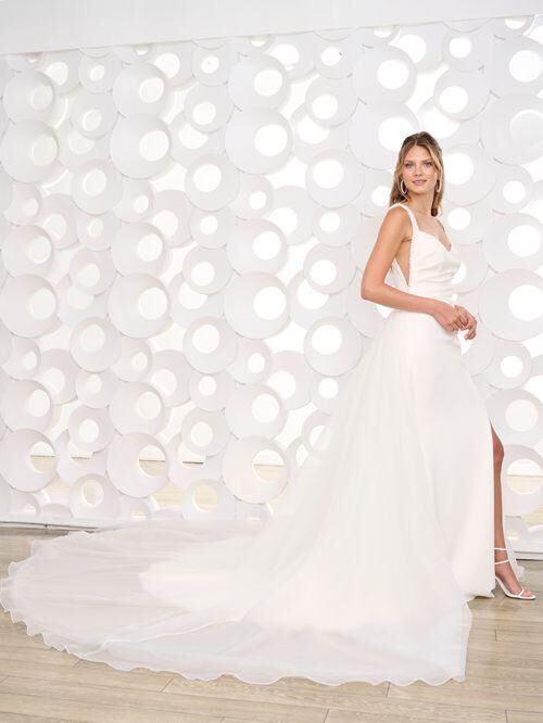 Adrianna Papell 31283 Strappy Back Organza Overskirt Bridal Dress