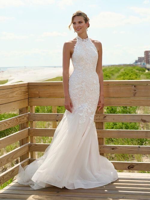 Adrianna Papell 31284 Bow Back Halter Neck Bridal Dress