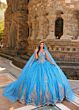 Amarra 54324 Hooded Cape Petal Train Quince Dress