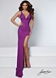 Johnathan Kayne 2523 V-Neck Slit Skirt Dress
