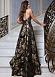 Jovani 51904 Black and Gold Floral Jacquard Dress