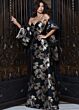 Jovani 52566 Strapless Sweetheart Floral Jacquard Black Dress