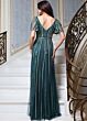 Jovani 54083 Bateau Neckline Striped Beaded Mesh Dress