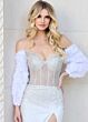 Jovani 40179 Floral Sleeves Sheer Corset Pageant Dress