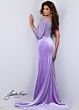 Joshua McKinley 2610 One-Shoulder Long Sleeve Thigh High Slit Dress