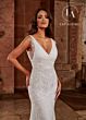Marys Bridal M797 Fringe Shoulder Plunging Back Wedding Gown