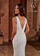 Marys Bridal M797 Fringe Shoulder Plunging Back Wedding Gown