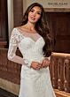 Rachel Allan RB3159 Illusion Sleeve Sheer Neckline Wedding Gown