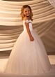 Rachel Allan RB9186 Straight Neckline Lace-Up Back Flower Girl Dress
