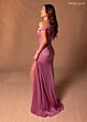 Rachel Allan RB8182 Foldover Off-The-Shoulder Ruffled High Slit Dress