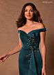 Rachel Allan RB8182 Foldover Off-The-Shoulder Ruffled High Slit Dress