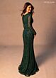Rachel Allan RB8183 Plunging V-Neckline Illusion Long-Sleeves Dress