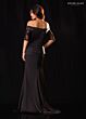 Rachel Allan RB8240 Off The Shoulder Sheer Sleeve Peplum Dress