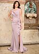Rachel Allan RB8156 Short Sleeves Slit Skirt V-Neck Dress