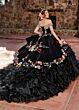 Rachel Allan RQ3111 Floral Appliques Off The Shoulder Quince Dress