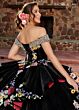 Rachel Allan RQ3111 Floral Appliques Off The Shoulder Quince Dress