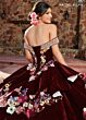 Rachel Allan RQ3111 Floral Appliques Off The Shoulder Quince Dress