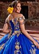 Rachel Allan RQ3117 Floral Appliques Off The Shoulder Quince Dress