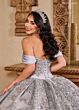 Rachel Allan RQ2194 Off-The-Shoulder Pleated Skirt Quince Dress