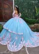Rachel Allan RQ2196 Sheer Sleeve Petal Train Quince Gown