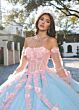 Rachel Allan RQ2196 Sheer Sleeve Petal Train Quince Gown