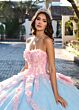 Rachel Allan RQ2196 Sheer Sleeve Petal Train Quince Gown