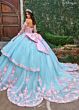 Rachel Allan RQ2196 Sheer Sleeve Petal Train Quince Gown