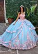 Rachel Allan RQ2196 Sheer Sleeve Petal Train Quince Gown