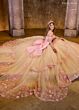 Rachel Allan RQ2196 Sheer Sleeve Petal Train Quince Gown