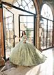 Rachel Allan RQ2204 V-Neck Off The Shoulder Sweet 16 Gown