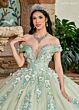 Rachel Allan RQ2204 V-Neck Off The Shoulder Sweet 16 Gown