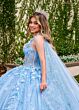 Rachel Allan RQ3135 Plunging Neck Removable Cape Quince Gown