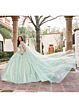 Rachel Allan RQ3135 Plunging Neck Removable Cape Quince Gown