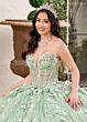 Rachel Allan RQ3135 Plunging Neck Removable Cape Quince Gown