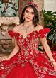 Rachel Allan RQ3137 Off-The-Shoulder Pannier Skirt Quince Gown
