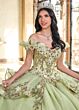 Rachel Allan RQ3137 Off-The-Shoulder Pannier Skirt Quince Gown