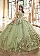 Rachel Allan RQ3137 Off-The-Shoulder Pannier Skirt Quince Gown