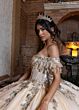 Rachel Allan RQ2228 Fringe Strap Off The Shoulder Dress