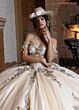 Rachel Allan RQ2228 Fringe Strap Off The Shoulder Dress