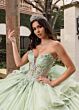 Rachel Allan RQ3163 Plunging Neckline Embroidered Dress