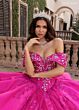 Rachel Allan RQ6001 Layered Skirt Off The Shoulder Dress