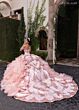 Rachel Allan RQ6004 Tiered Ruffle Skirt Off The Shoulder Dress