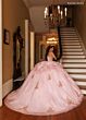 Rachel Allan RQ1194 Removable Back Bow Sheer Bodice Quince Gown