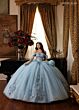 Rachel Allan RQ1196 Sheer Cape Back Bow Quince Gown