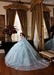 Rachel Allan RQ1196 Sheer Cape Back Bow Quince Gown