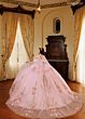 Rachel Allan RQ1196 Sheer Cape Back Bow Quince Gown