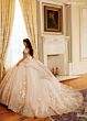 Rachel Allan RQ3180 Plunging Neck Cap Sleeve Quinceanera Dress