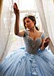 Rachel Allan RQ3180 Plunging Neck Cap Sleeve Quinceanera Dress